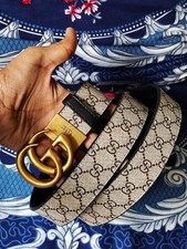 Reversible Black/Brown Leather Marmont Gucci Belt Gold GG 110cm 40 -US Duty Free