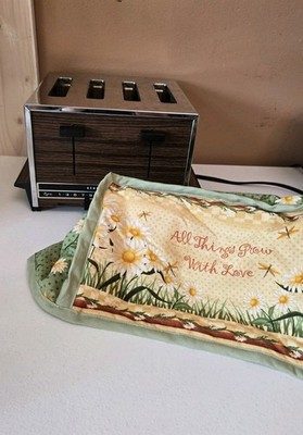 Vintage GE General Electric 4 Slice Toaster Chrome Woodgrain Works MCM