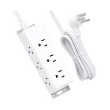 5 Ft. Flat Plug Extension Cord Power Strip 9-Outlets Widely Spaced Surge Protect