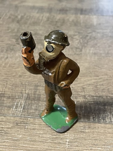 Manoil Antique Leaded Figure Figurine Gas Mask Macabre Apocalyptic