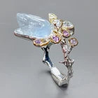 Fine Art Natural Aquamarine Ring 925 Sterling Silver Size 9 /R436225