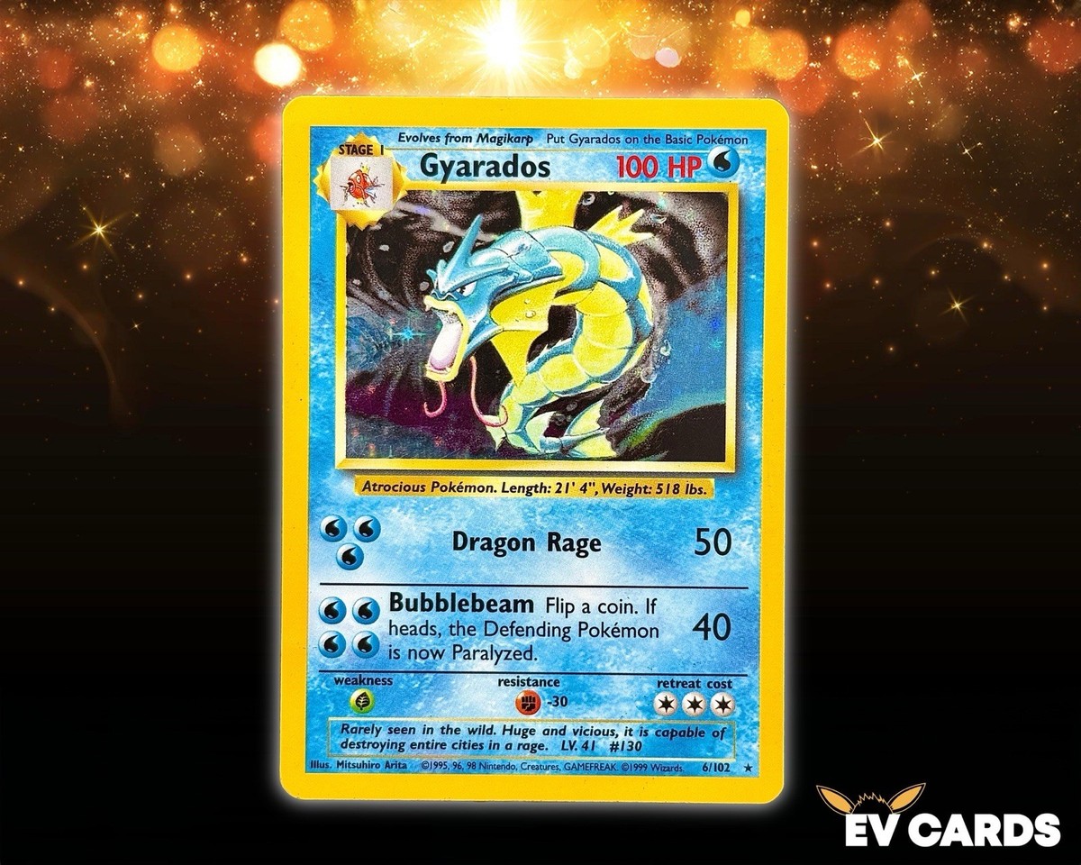 Pokemon TCG - Gyarados 6/102 Holo Rare Base Set Vintage Card 1999