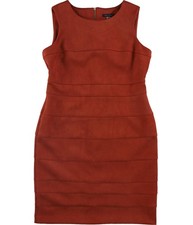 Tommy Hilfiger Womens Faux Suede Scuba Sheath Dress, Orange, 12
