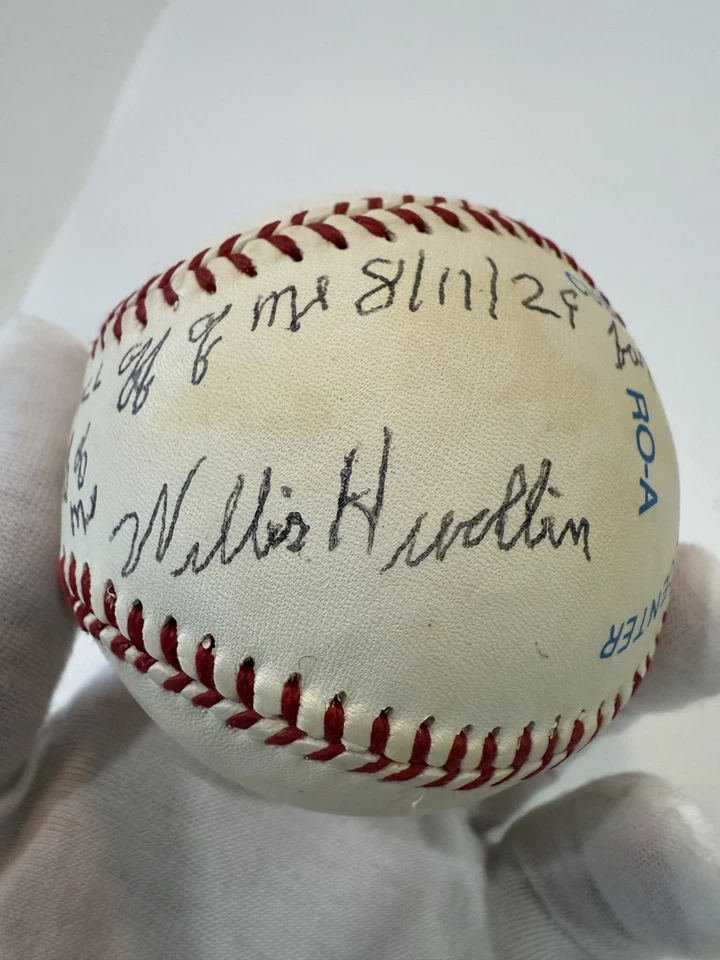Pelota de béisbol firmada por Willis Hudlin, lanzada 500th HR de Babe Ruth, AR Sports HOF Foto 2 de 4