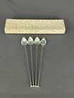 4 Vtg Gorham Sterling Silver Sipper Swizzle Heart 8 1/4" Spoons 44.4g