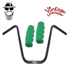 Original Lowrider 13" 22.2 D Handlebar Black 0214 120mm Grips Solid/Green