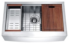 Aegis Farmhouse Stainless Steel 33 in. 0-Hole Single Bowl Kitchen Sink with Cutt