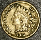 1863 Indian Head Cent; EF