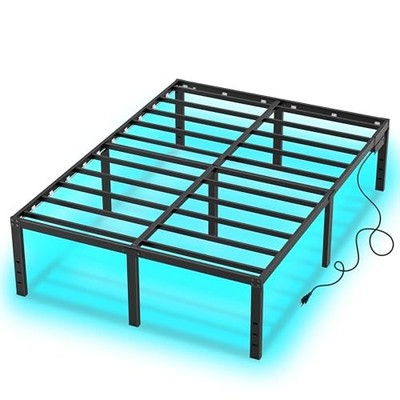 Queen Bed Frame Led Metal Platform Bed Frame Queen (U.S. Standard) 14 Inch