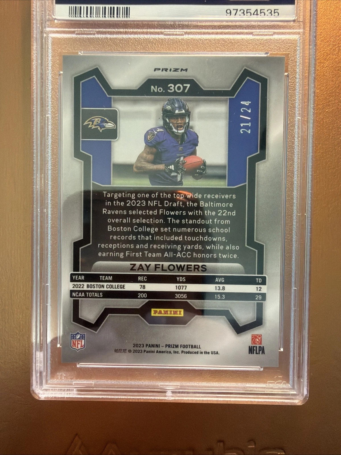 2023 Prizm Zay Flowers 21/24 PSA 10 Gold Sparkle #307 Ravens RC SSP!!! view 2