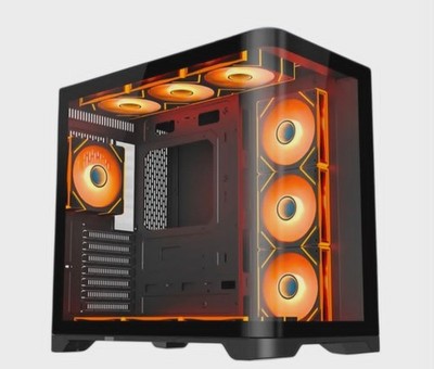 Canopy Plus ATX PC Case Curved Tempered Glass Gaming Chassis -CASE ONLY, no fans