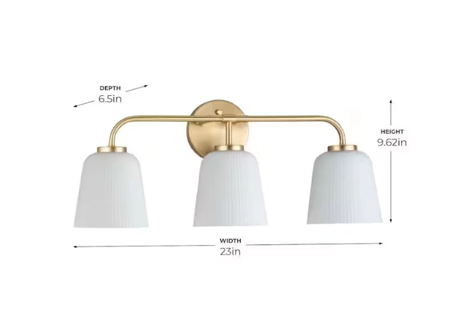 Progress Lighting Bredela 23 in. 3-Light Brushed Gold Farmhouse Vanity Light - Image 4 of 4