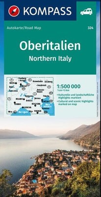 KOMPASS Autokarte Oberitalien, Italia settentrionale, Northern Italy, Italie du