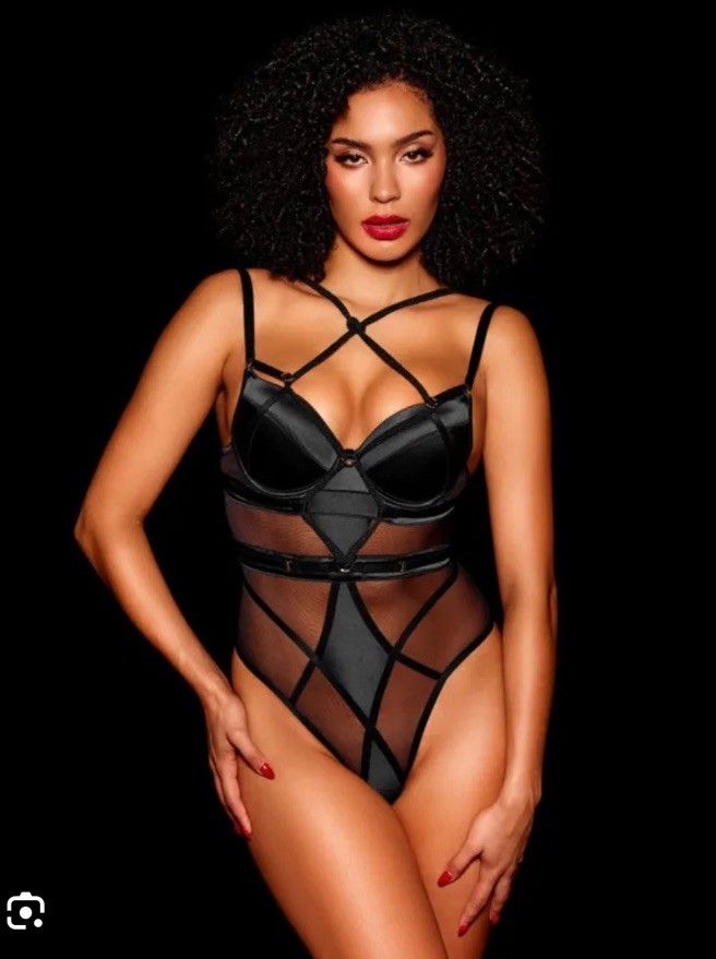 New Honey Birdette Black Shibari Push Up Bodysuit Size 12d/34d/34d