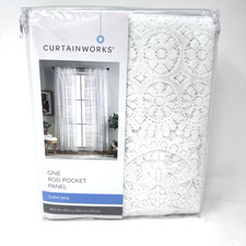 Boho Sheer Lace Vintage Tassel Fringe Window Curtain Bedroom, 84 in White NEW