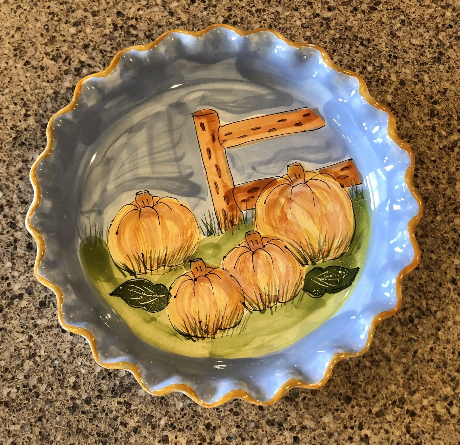 Pie Plate Fall Pumpkin Fluted Mesa International Pottery Handmade Hungary 10”
Opens in a new window 