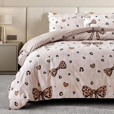 Cheetah Bow 7-Piece Full Comforter Set for Girls - Cute Bed in a Bag