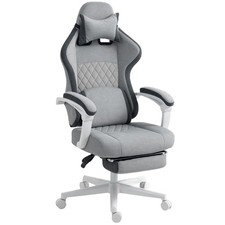 HOMCOM Printed Velvet Computer Recliner Chair with Adjustable Height, Grey