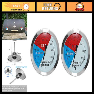 BBQ Thermometer Gauge 3 1/8 inch - 2 Pack Charcoal Grill Temp Gauge for Smokers