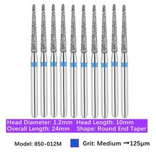 Vakker Dental Round End Taper FG Diamond Burs 850-012M Medium Grit 10/pk