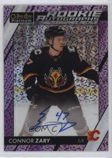 2023 O-Pee-Chee Platinum Rookie Violet Pixels 31/99 Connor Zary #R-CZ Auto 1s8v