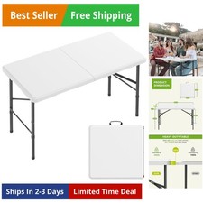 4 Ft Plastic Folding Table,Heavy Duty Portable Table for Indoor & Outdoor,350...