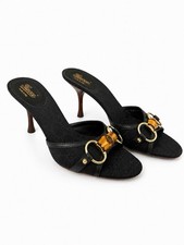 Gucci Bamboo Horsebit GG Canvas Mule Slide Sa...