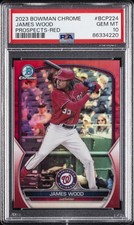 2023 BOWMAN CHROME PROSPECTS RED REFRACTOR #BCP224 JAMES WOOD 1/5 PSA 10