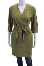 Everlane Womens Long Sleeved Wrapped Waist Tied Textured Cardigan Green Size 2