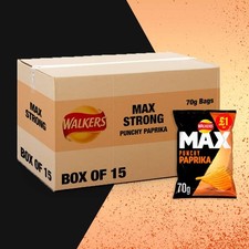 Walkers Max Punchy Paprika 15 x 70g £1.35 PMP Crisps Snacks Wholesale Case