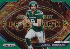 Aaron Rodgers 2023 Panini Prizm Fireworks Green Prizm #F-7 New York Jets