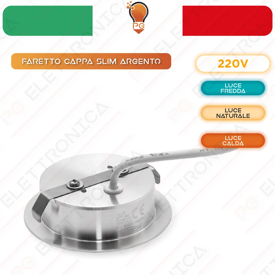 Faretto a led incasso slim 3W luce calda naturale fredda mensole cappa 55mm 220v - Immagine 3 di 4