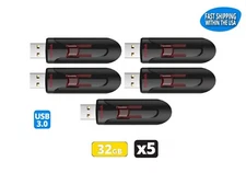 Sandisk Cruzer Glide 32GB 3.0 Flash Drive USB Thumb Drive (Pack of 5)