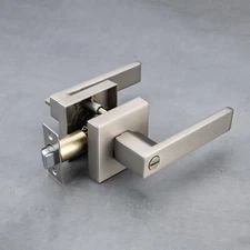 Satin Nickel Privacy Door Handles, Interior Door Knobs for Bed and Bath, Heavy