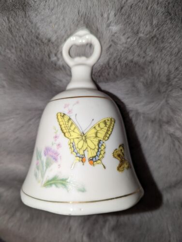 Vintage Collectable White Ceramic Bell With Butterflies NO PEA - Picture 1 of 3
