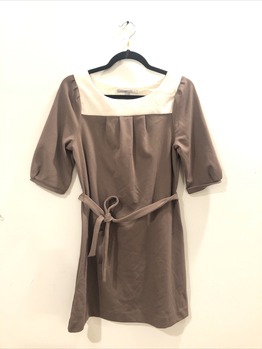 brown sweater dress old navy Old Navy Brown White Knit Sweater Dress Women Size S