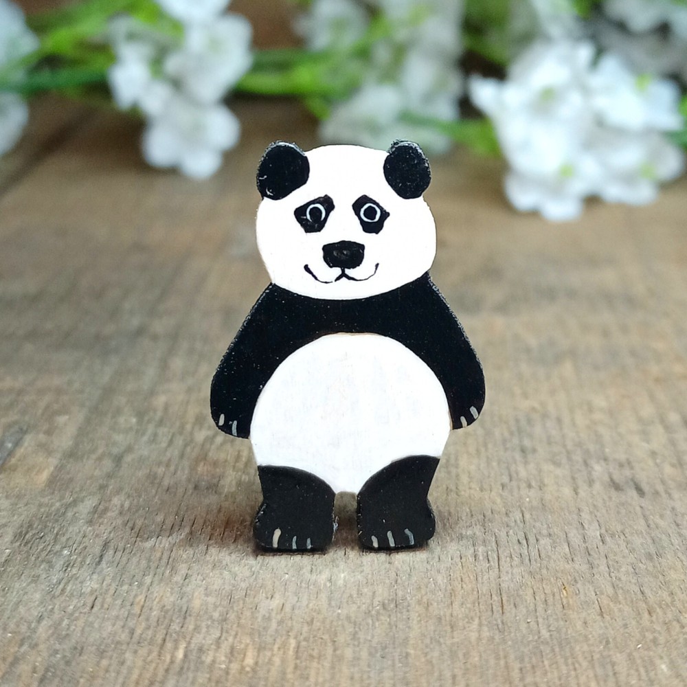 Panda Regalo Hecho a Mano Panda Broche Pintado Panda Imán Panda Insignia