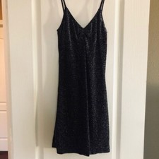 Women's Black Metallic Wet Dress XS