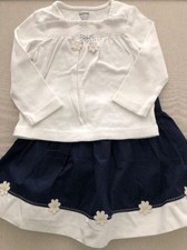 2-piece gymboree outfit size 18-24mo/2T Top  Skirt Daisy Trim Easter Spring