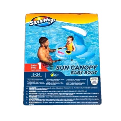 Swimways Sun Canopy Baby Boat Float Swim Step 1 New In Box Ages 9-24 Months