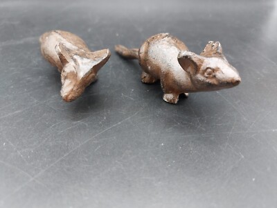 2 MÄUSE Gusseisen Gartendeko mouse Gartenteich Dekomaus Dekorativ Regal Tip NEU