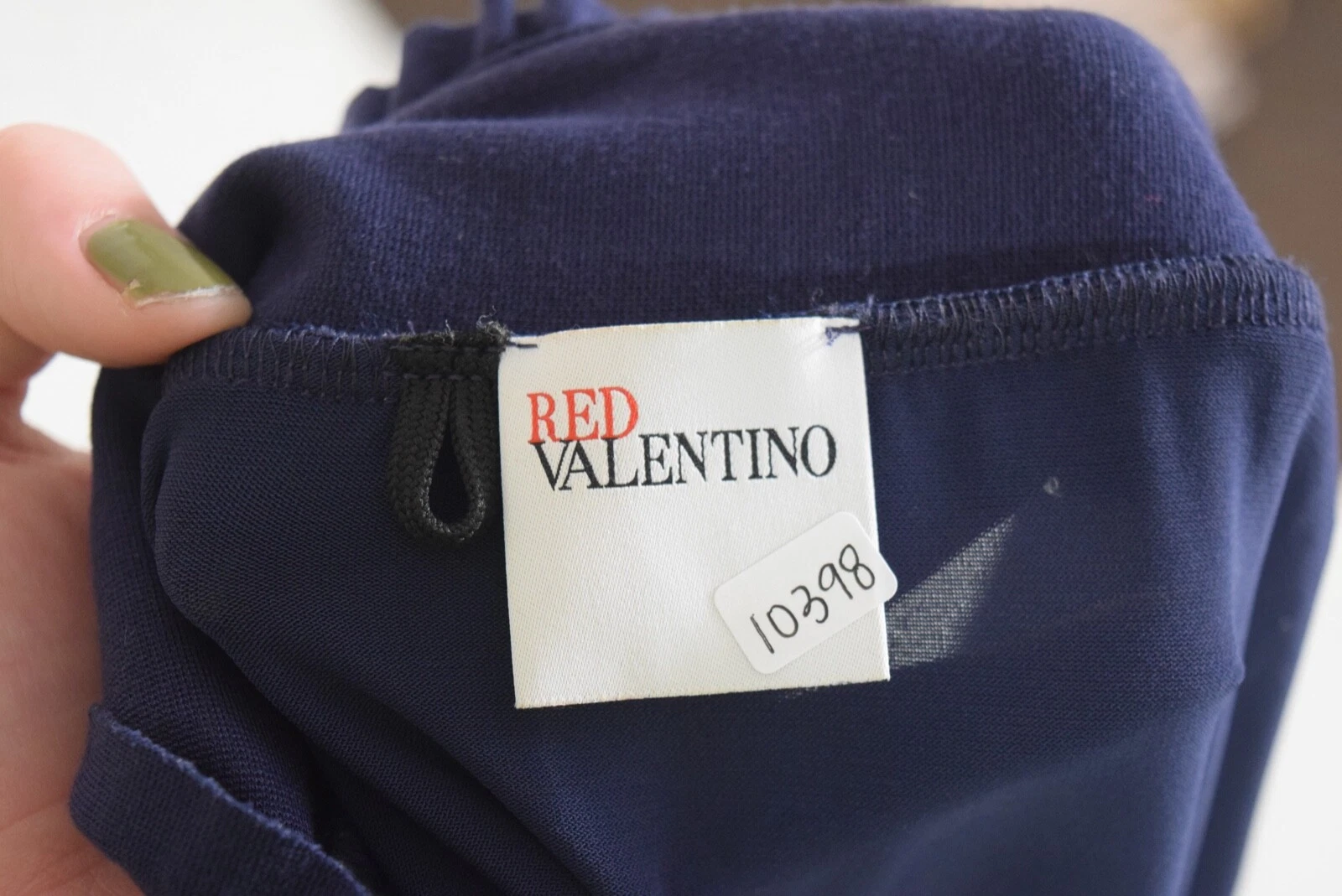 Abito ROSSO Valentino XS Blu Navy Stretch Opaca Maglia Spalla Mini Shift