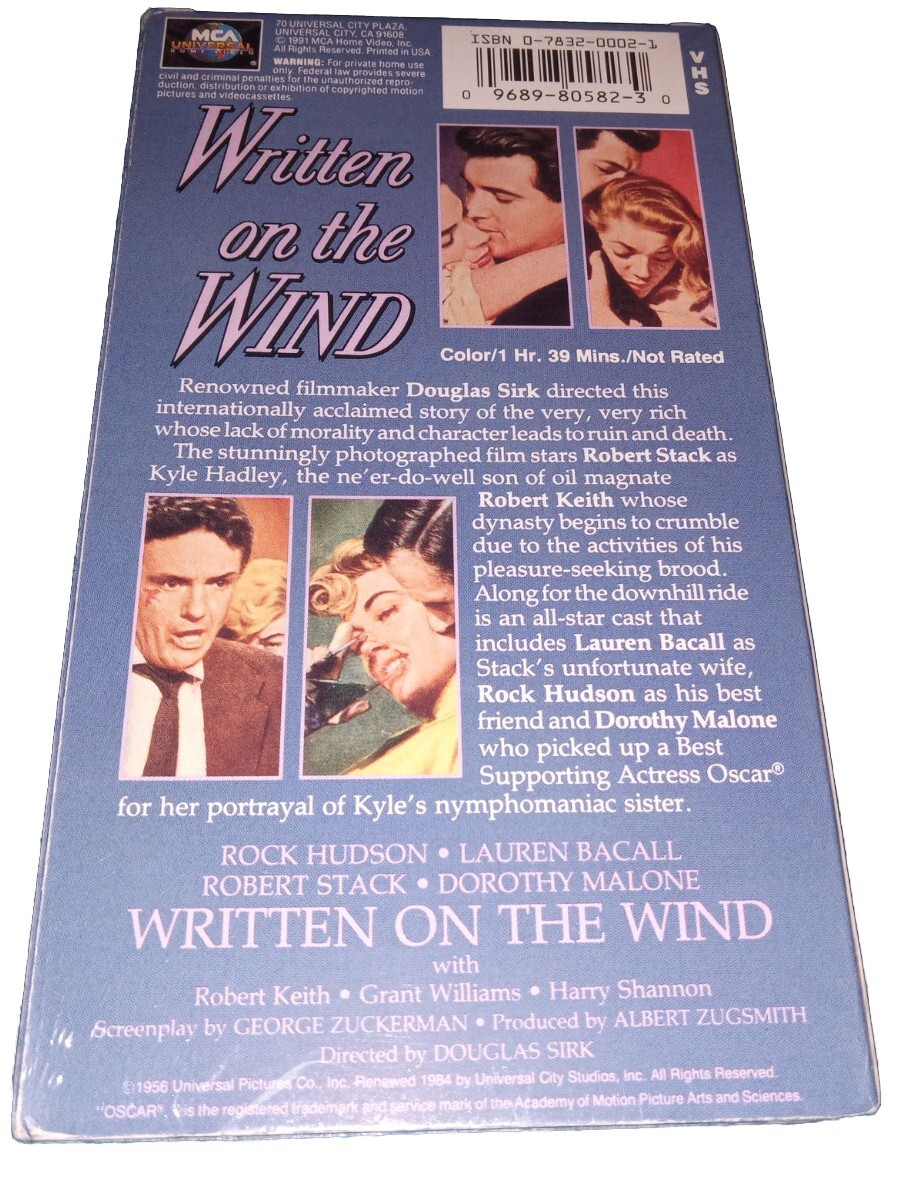 Written on the Wind (VHS, 1995) Movie 1956 (Brand New) 96898058230