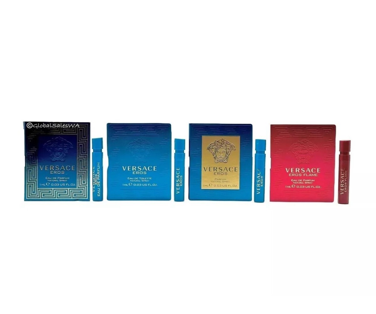 Versace Men Perfume Eros EDT Flame EDP Parfum Sample Spray 4-Pc