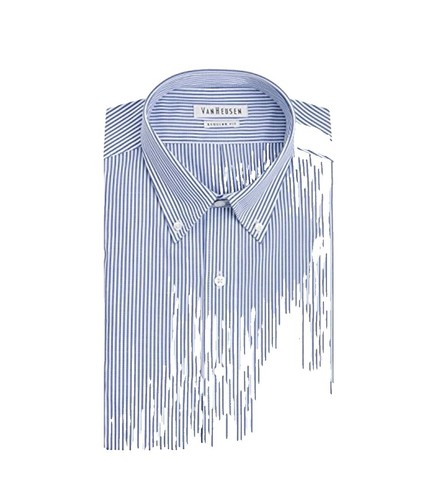 Frank & Eileen mens poplin shirt. Wht w/Blue dot stripe size:M