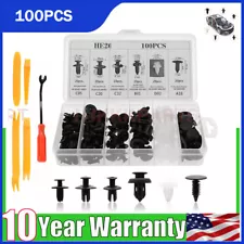 100pcs Bumper Clips FENDER TRIM Car Push Pin Rivet Fastener Retainer BLACK USA