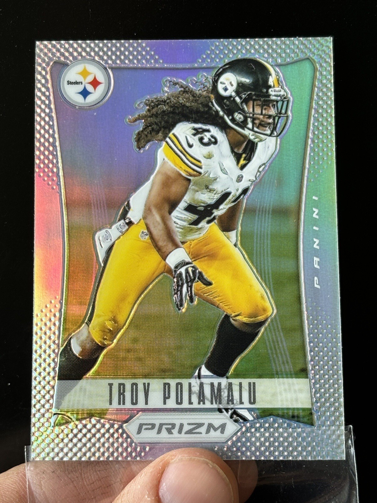 2012 Panini Prizm Troy Polamalu #155 Silver Prizms Parallel Pittsburgh Steelers