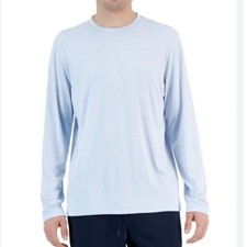 NEW Mens Basic ALFANI Long Sleeve Shirt Solid Blue XL 45 Stretch Polyester Ray