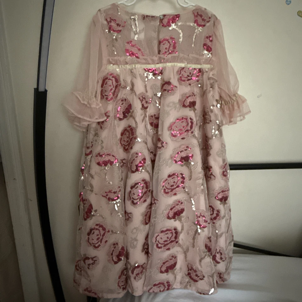 Disney La Bella y la Bestia Princesa Bella Lentejuelas Rosa Vestido Niñas Talla 9-10 Foto 3 de 4