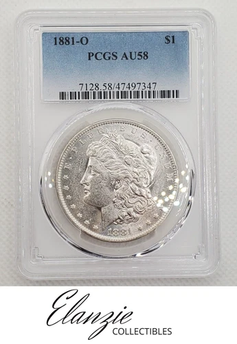1881-O $1 Morgan Silver Dollar PCGS AU 58, Beautiful Luster, NEW SLAB
